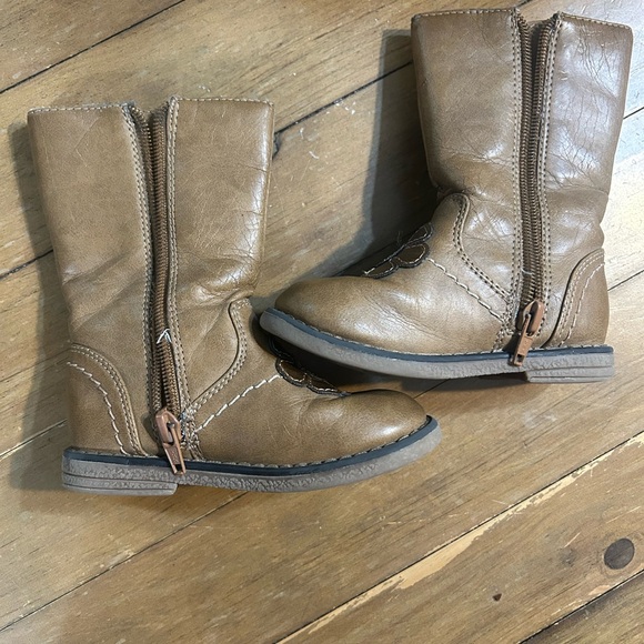 Sonoma Kids Brown Faux Leather Boots with Floral Design - Picture 3 of 6